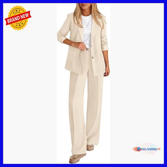 Women's 2-Piece Blazer Set Wide Leg Pants Business Casual Work Outfit